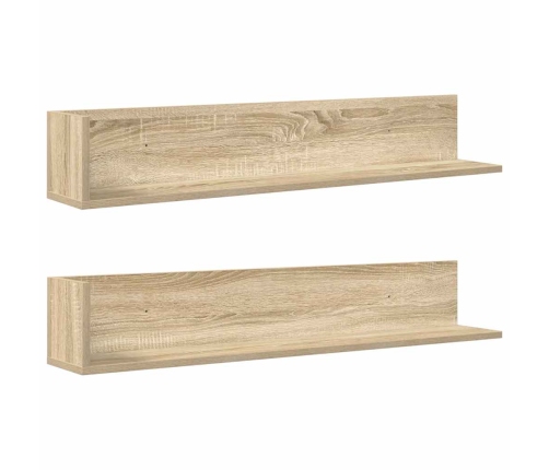 Estantes pared 2 uds madera roble Sonoma 100x16,5x16,5 cm