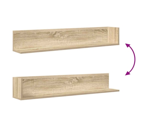 Estantes pared 2 uds madera roble Sonoma 100x16,5x16,5 cm