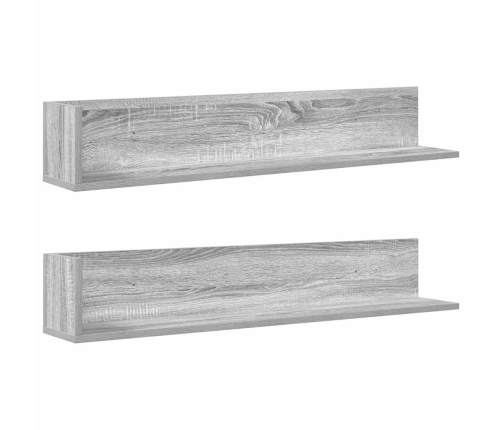 Estantes de pared 2 uds madera gris Sonoma 100x16,5x16,5 cm