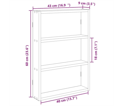 Estantería de pared madera de ingeniería blanca 43x9x60 cm