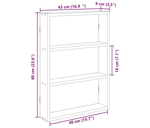 Estantería de pared madera de ingeniería negra 43x9x60 cm