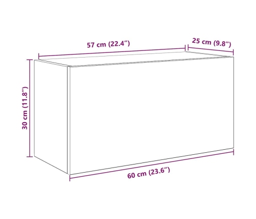 Mueble de pared de baño madera ingeniería blanco 60x25x30 cm