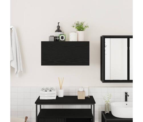 Mueble de pared de baño madera ingeniería negro 60x25x30 cm