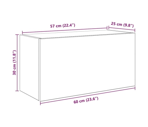 Mueble de pared de baño madera ingeniería negro 60x25x30 cm