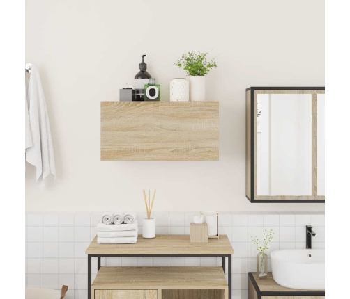 Mueble de pared baño madera ingeniería roble Sonoma 60x25x30 cm