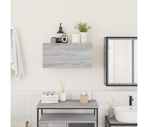 Armario de pared baño madera ingeniería gris Sonoma 60x25x30 cm