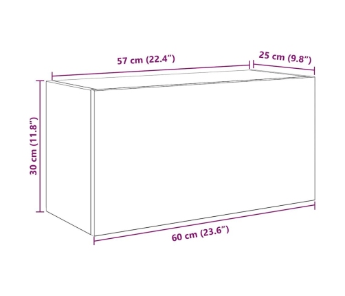 Mueble de pared baño madera ingeniería roble marrón 60x25x30cm