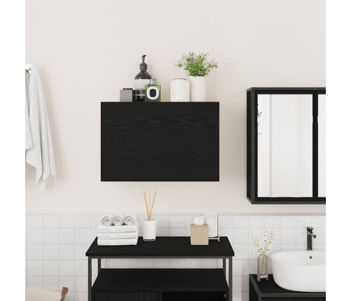 Mueble de pared de baño madera ingeniería negro 60x25x40 cm