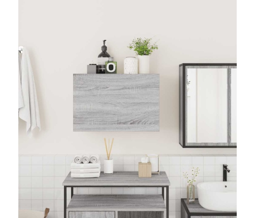 Armario de pared baño madera ingeniería gris Sonoma 60x25x40 cm