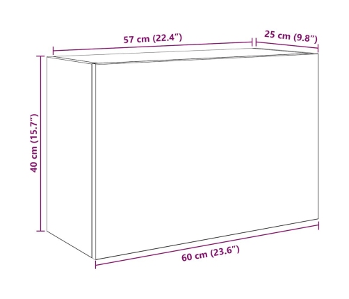 Mueble de pared baño madera ingeniería roble marrón 60x25x40 cm