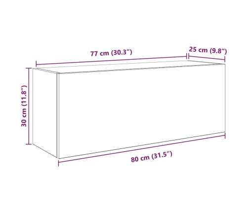 Mueble de pared de baño madera ingeniería blanco 80x25x30 cm