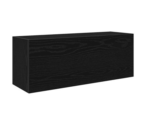 Mueble de pared de baño madera ingeniería negro 80x25x30 cm