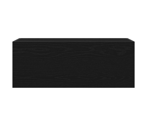 Mueble de pared de baño madera ingeniería negro 80x25x30 cm