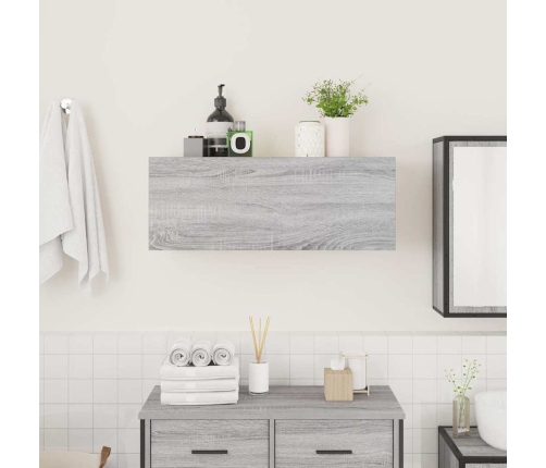 Armario de pared baño madera ingeniería gris Sonoma 80x25x30 cm