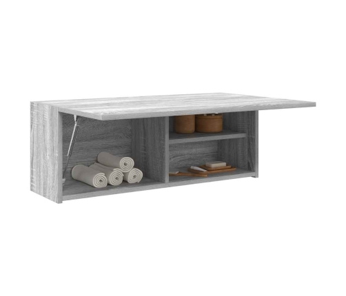 Armario de pared baño madera ingeniería gris Sonoma 80x25x30 cm