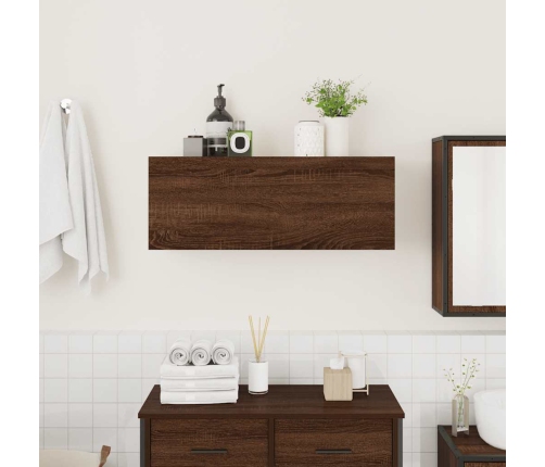 Mueble de pared baño madera ingeniería roble marrón 80x25x30cm