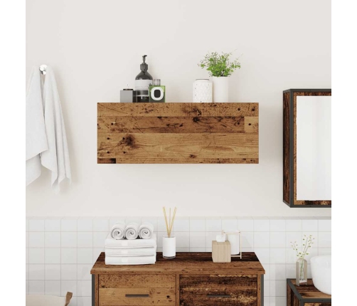 Mueble de pared baño madera ingeniería envejecida 80x25x30 cm