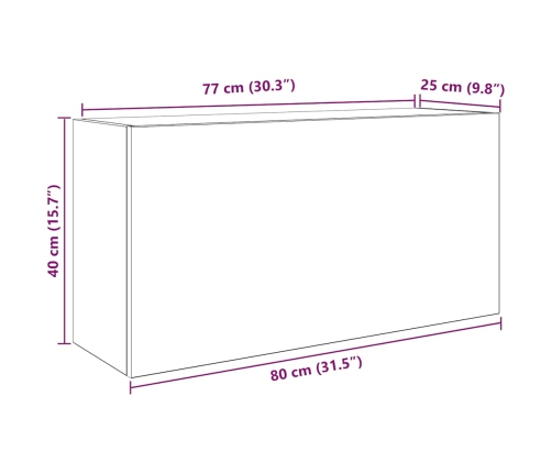 Mueble de pared de baño madera ingeniería blanco 80x25x40 cm