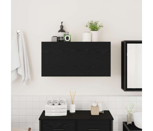 Mueble de pared de baño madera ingeniería negro 80x25x40 cm