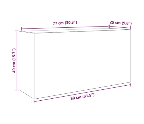 Mueble de pared de baño madera ingeniería negro 80x25x40 cm