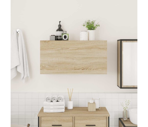 Mueble de pared baño madera ingeniería roble sonoma 80x25x40 cm