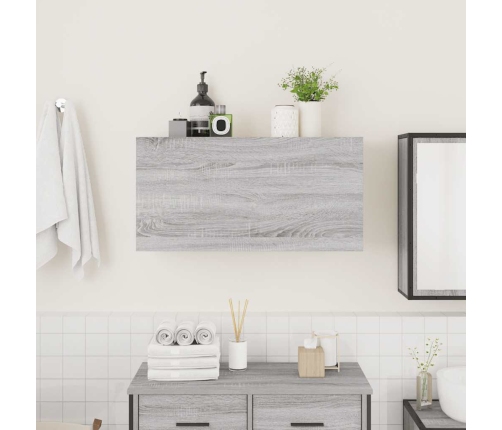 Armario de pared baño madera ingeniería gris sonoma 80x25x40 cm