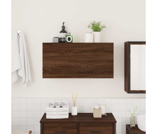 Mueble de pared baño madera ingeniería roble marrón 80x25x40 cm