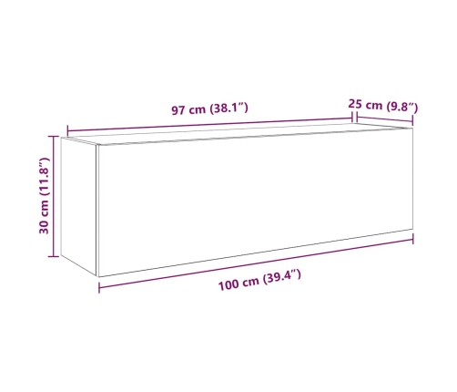 Mueble de pared de baño madera ingeniería blanco 100x25x30 cm