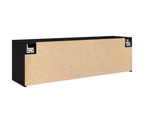 Mueble de pared de baño madera ingeniería negro 100x25x30 cm