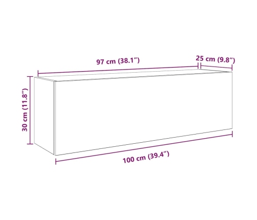 Mueble de pared de baño madera ingeniería negro 100x25x30 cm