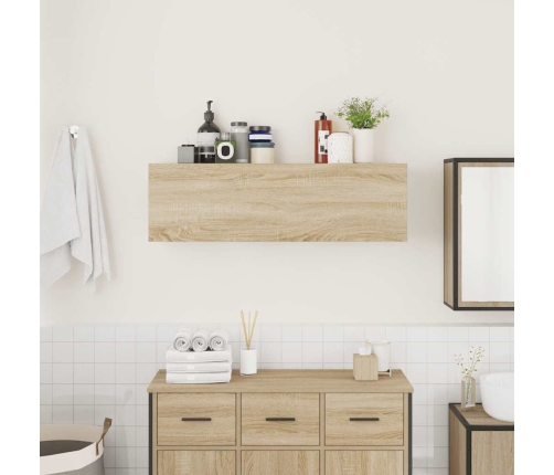 Mueble de pared baño madera ingeniería roble sonoma 100x25x30cm