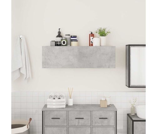 Mueble pared baño madera ingeniería gris hormigón 100x25x30cm