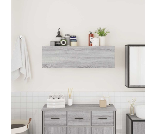 Armario de pared baño madera ingeniería gris sonoma 100x25x30cm