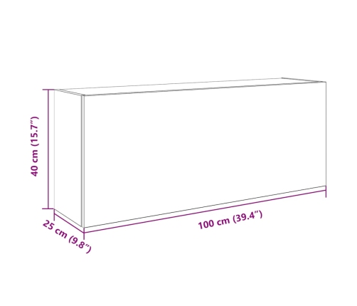 Mueble de pared de baño madera ingeniería blanco 100x25x40 cm