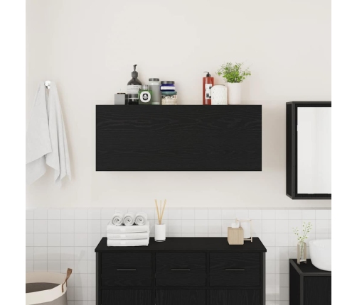 Mueble de pared de baño madera ingeniería negro 100x25x40 cm