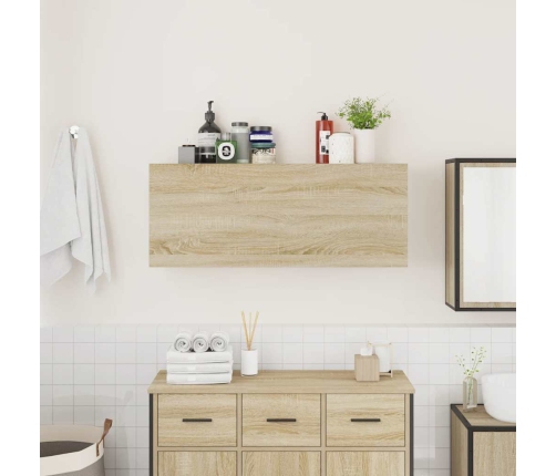 Mueble de pared baño madera ingeniería roble sonoma 100x25x40cm