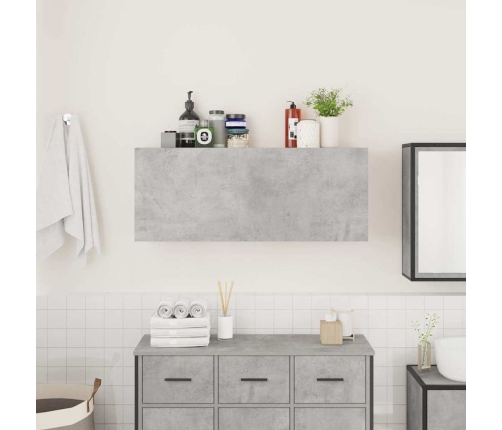 Mueble pared baño madera ingeniería gris hormigón 100x25x40 cm