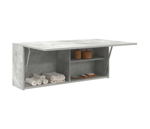 Mueble pared baño madera ingeniería gris hormigón 100x25x40 cm