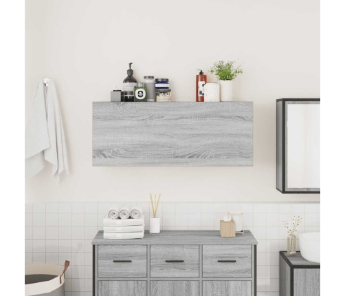 Armario de pared baño madera ingeniería gris sonoma 100x25x40cm