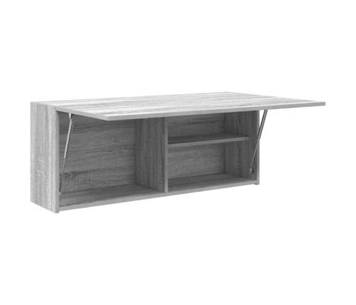 Armario de pared baño madera ingeniería gris sonoma 100x25x40cm