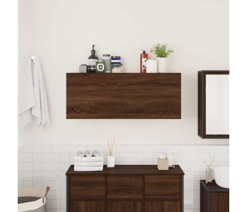 Mueble de pared baño madera ingeniería roble marrón 100x25x40cm