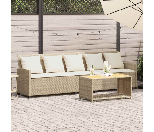Sofá de jardín de 5 plazas con cojines ratán sintético beige