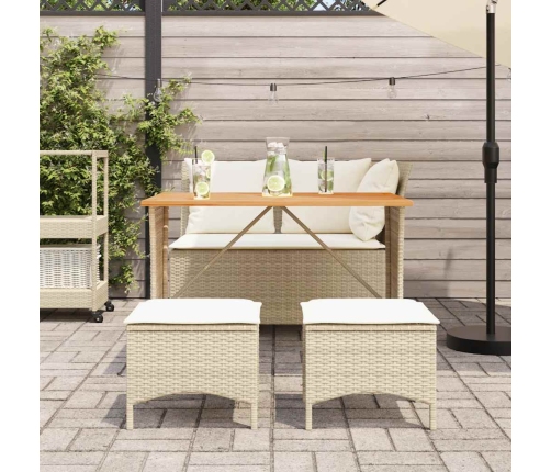 Set de comedor jardín con cojines 4 pzas ratán sintético beige