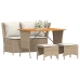 Set de comedor jardín con cojines 4 pzas ratán sintético beige