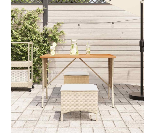 Set comedor de jardín 3 pzas con cojines ratán sintético beige