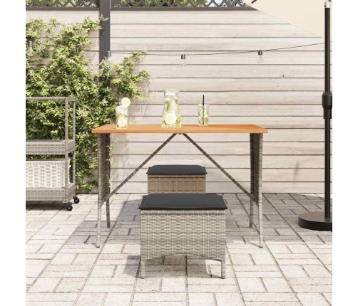 Mesa de jardín superficie de madera ratán PE gris 105x75x72 cm