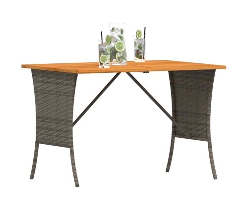 Mesa de jardín superficie de madera ratán PE gris 105x75x72 cm