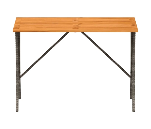 Mesa de jardín superficie de madera ratán PE gris 105x75x72 cm