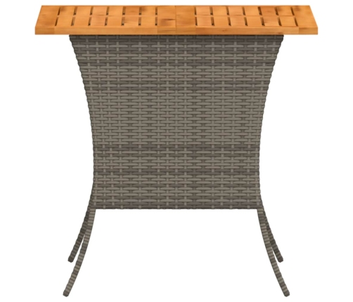 Mesa de jardín superficie de madera ratán PE gris 105x75x72 cm