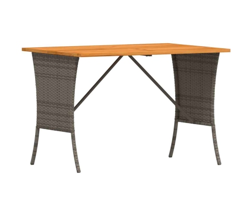 Mesa de jardín superficie de madera ratán PE gris 105x75x72 cm